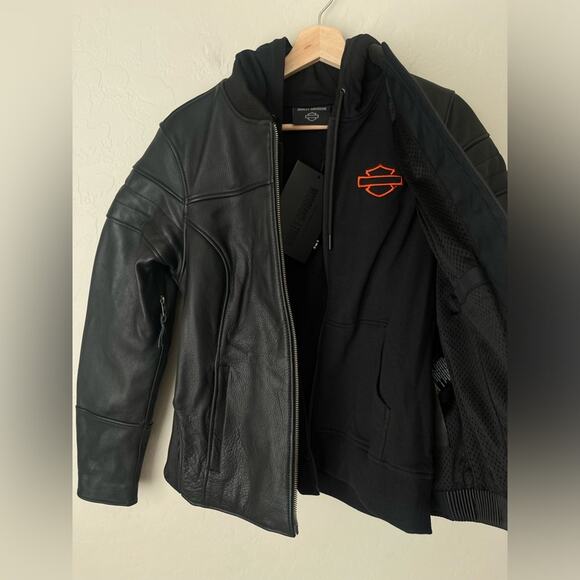 Harley Davidson 3 in 1 leather motorcycle jacket large NWT women's - Picture 8 of 14